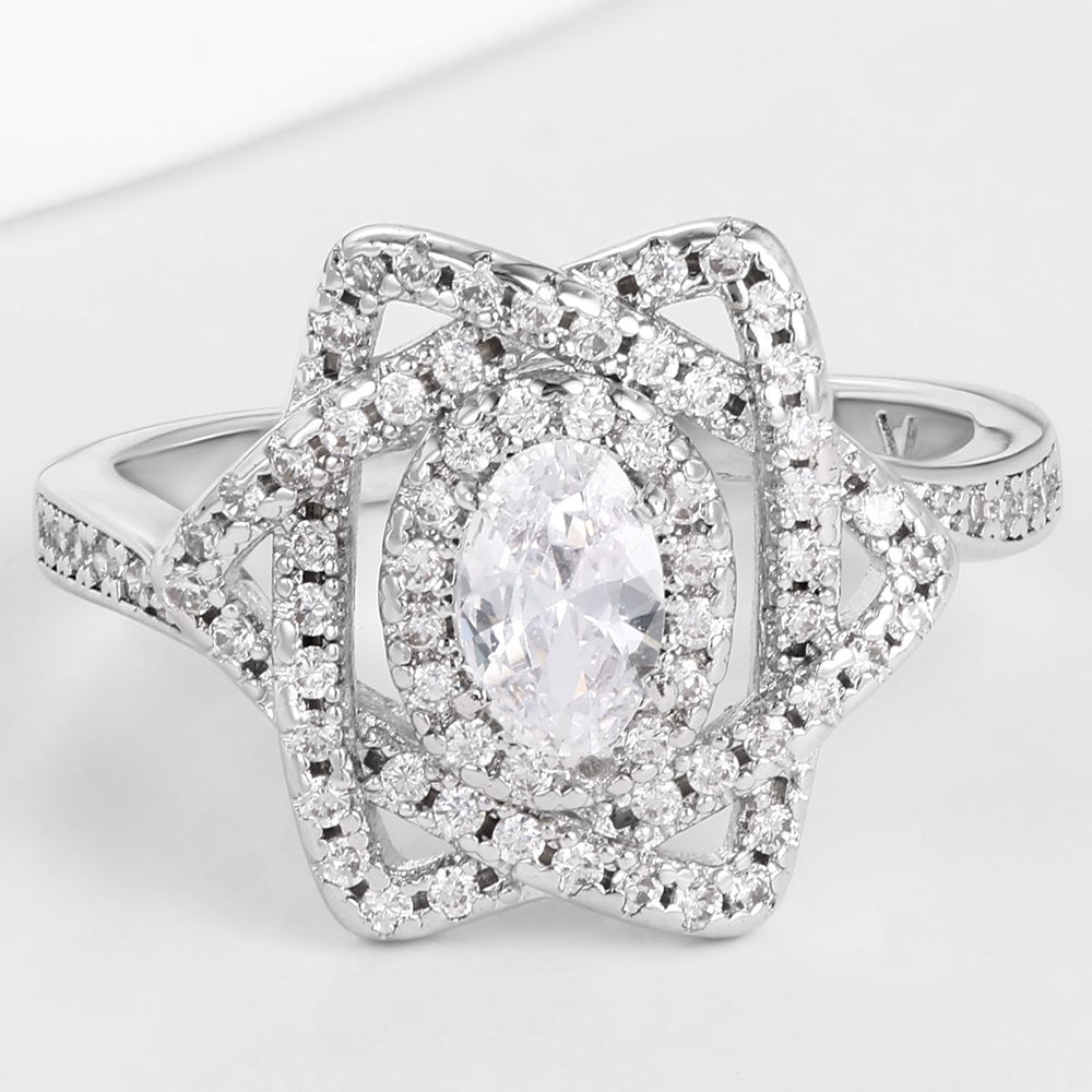 Kullattu TeräsSormus Valkoisella Emporia® Kristallilla