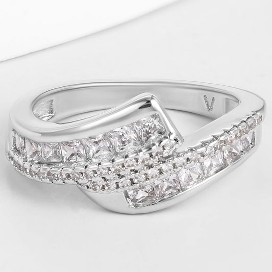 Kullattu TeräsSormus Valkoisella Emporia® Kristallilla