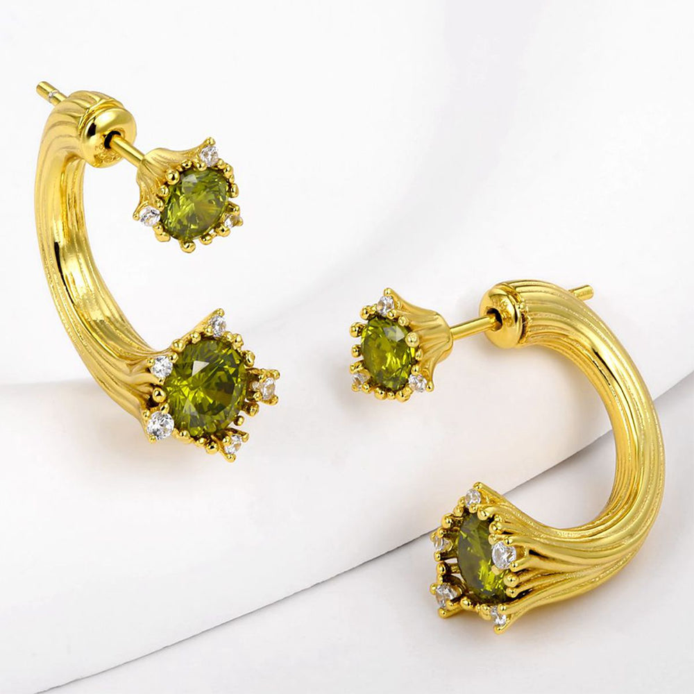 Kullattu TeräsKorvakorut Vihreällä Emporia® Kristallilla 1 