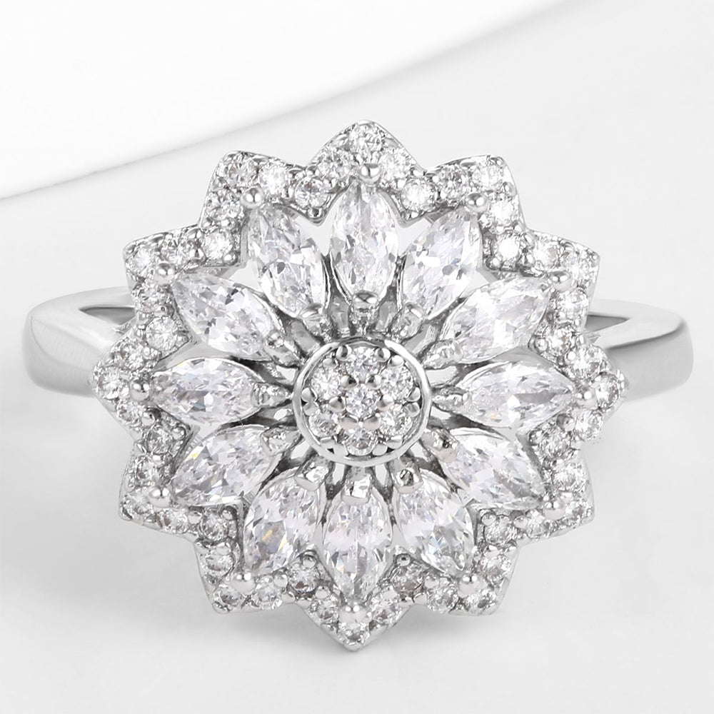 Kullattu TeräsSormus Valkoisella Emporia® Kristallilla