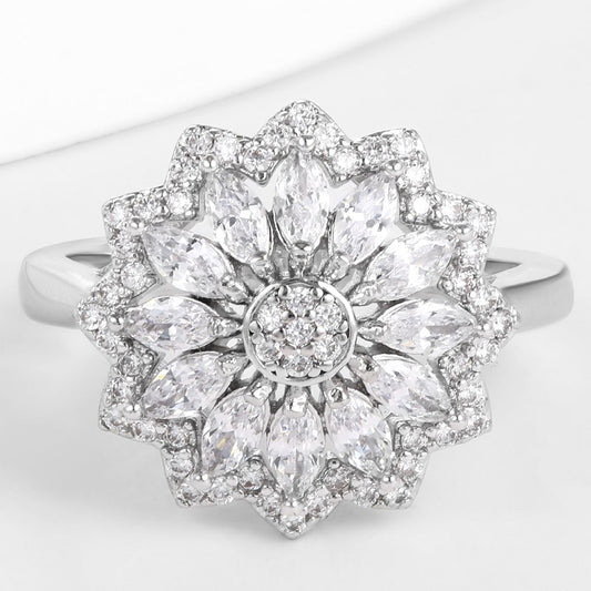 Kullattu TeräsSormus Valkoisella Emporia® Kristallilla