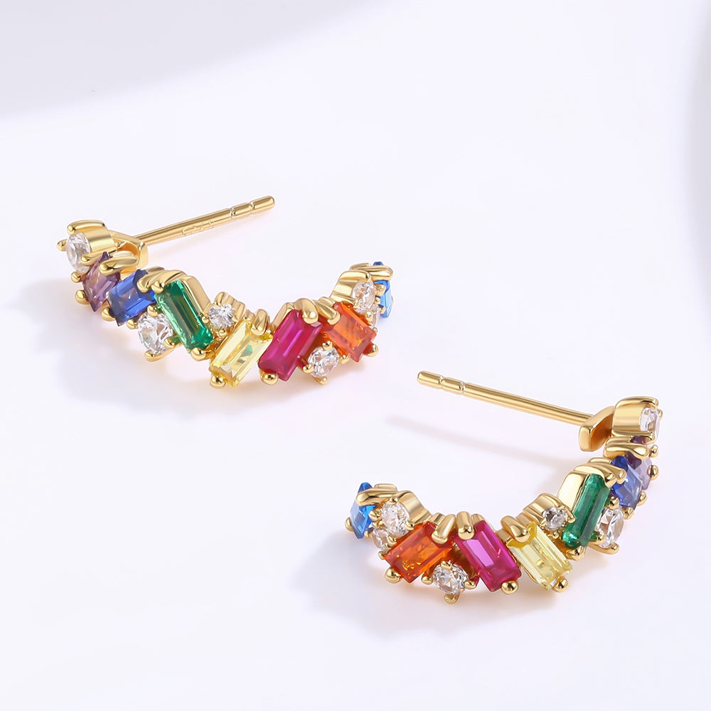 Kullattu TeräsKorvakorut Punaisella Emporia® Kristallilla ja Vihreällä Emporia® Kristallilla 1 