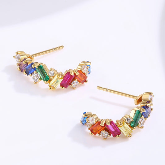 Kullattu TeräsKorvakorut Punaisella Emporia® Kristallilla ja Vihreällä Emporia® Kristallilla