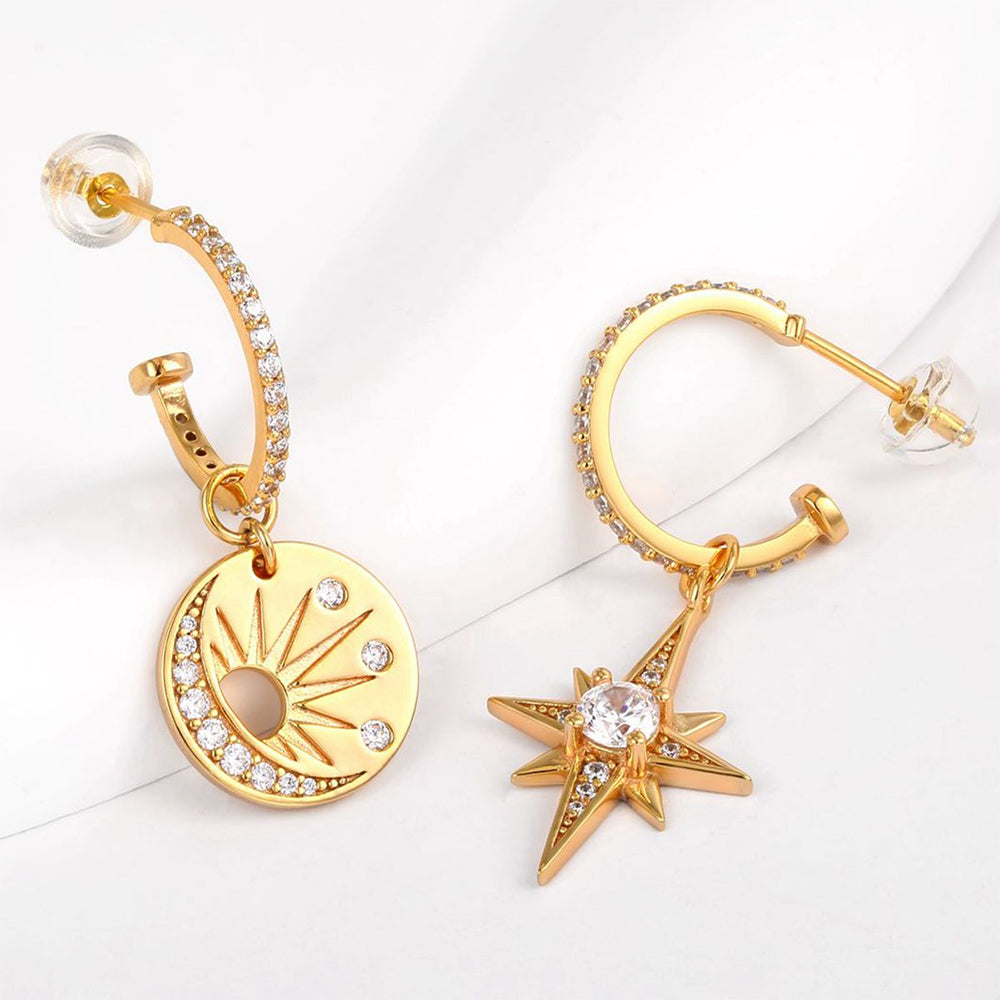 Kullattu TeräsKorvakorut Valkoisella Emporia® Kristallilla