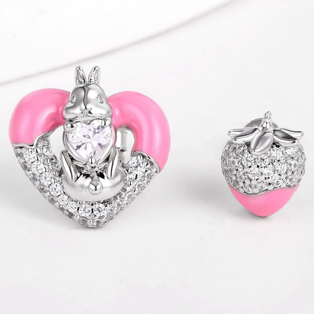 Kullattu TeräsKorvakorut Valkoisella Emporia® Kristallilla ja Emaloidulla 1 