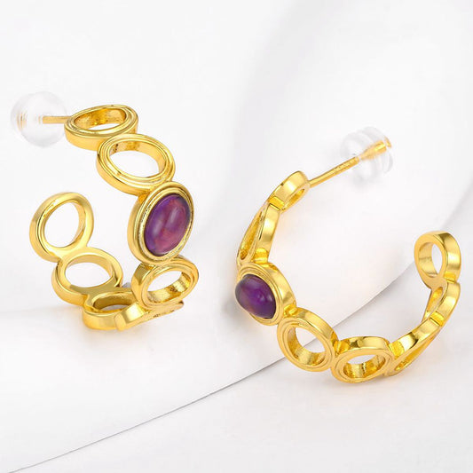 Kullattu TeräsKorvakorut Violetilla Emporia® Kristallilla