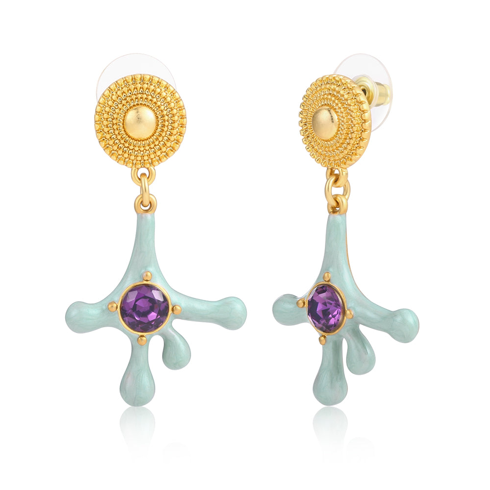 Kullattu TeräsKorvakorut Violetilla Emporia® Kristallilla ja Emaloidulla 1 