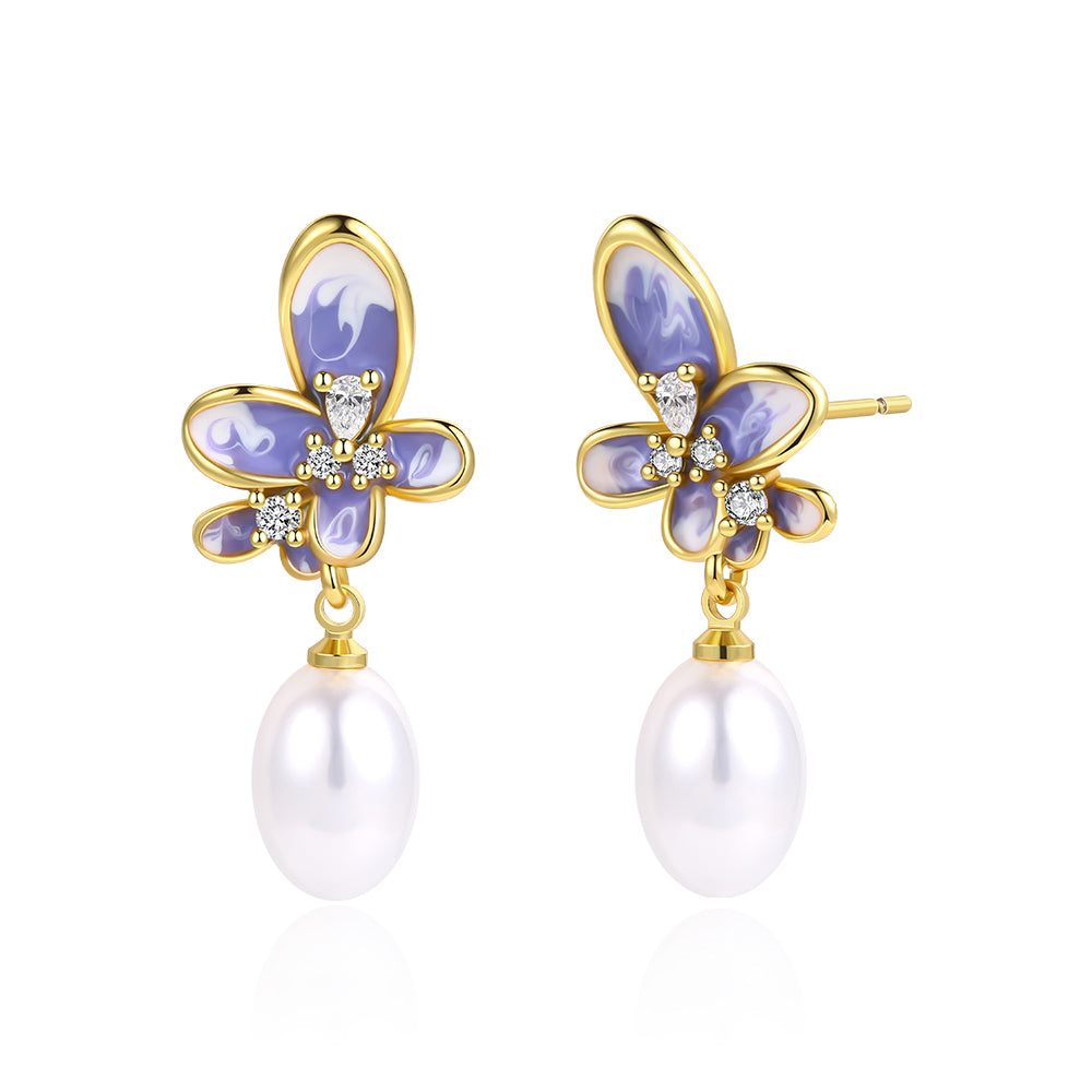 Kullattu TeräsKorvakorut Sinisellä Emporia® Kristallilla 1 