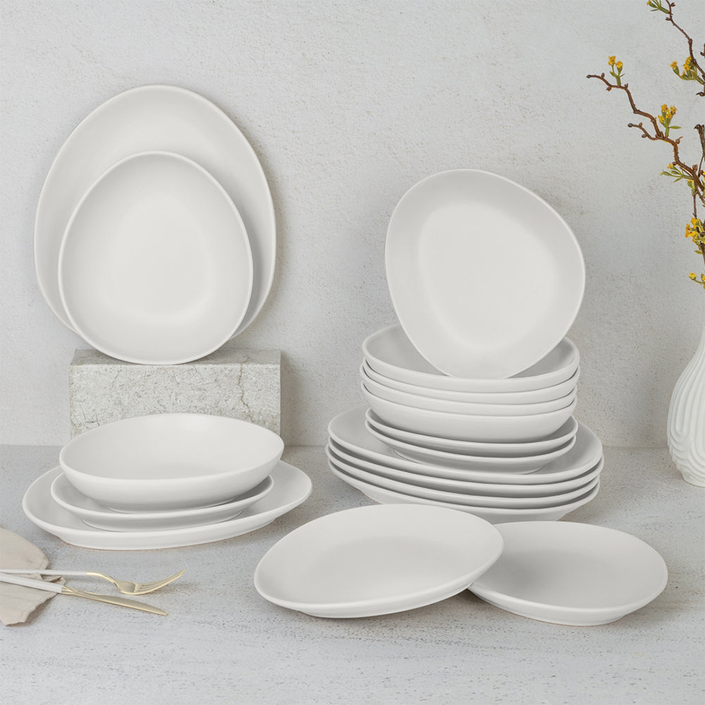 Berlinger Haus 18-piece dinner set (6 dinner plates, 6 salad bowls, 6 dessert bowls), matte cream 4 