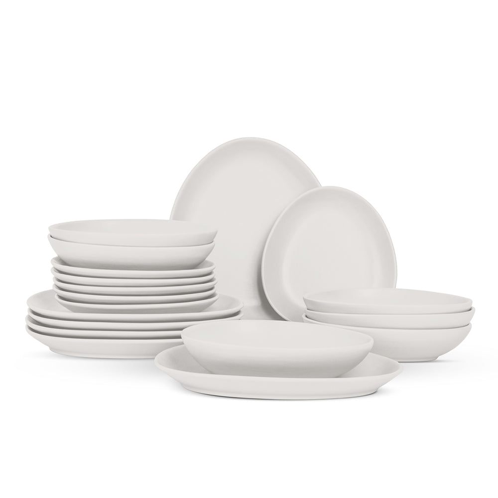 Berlinger Haus 18-piece dinner set (6 dinner plates, 6 salad bowls, 6 dessert bowls), matte cream 6 