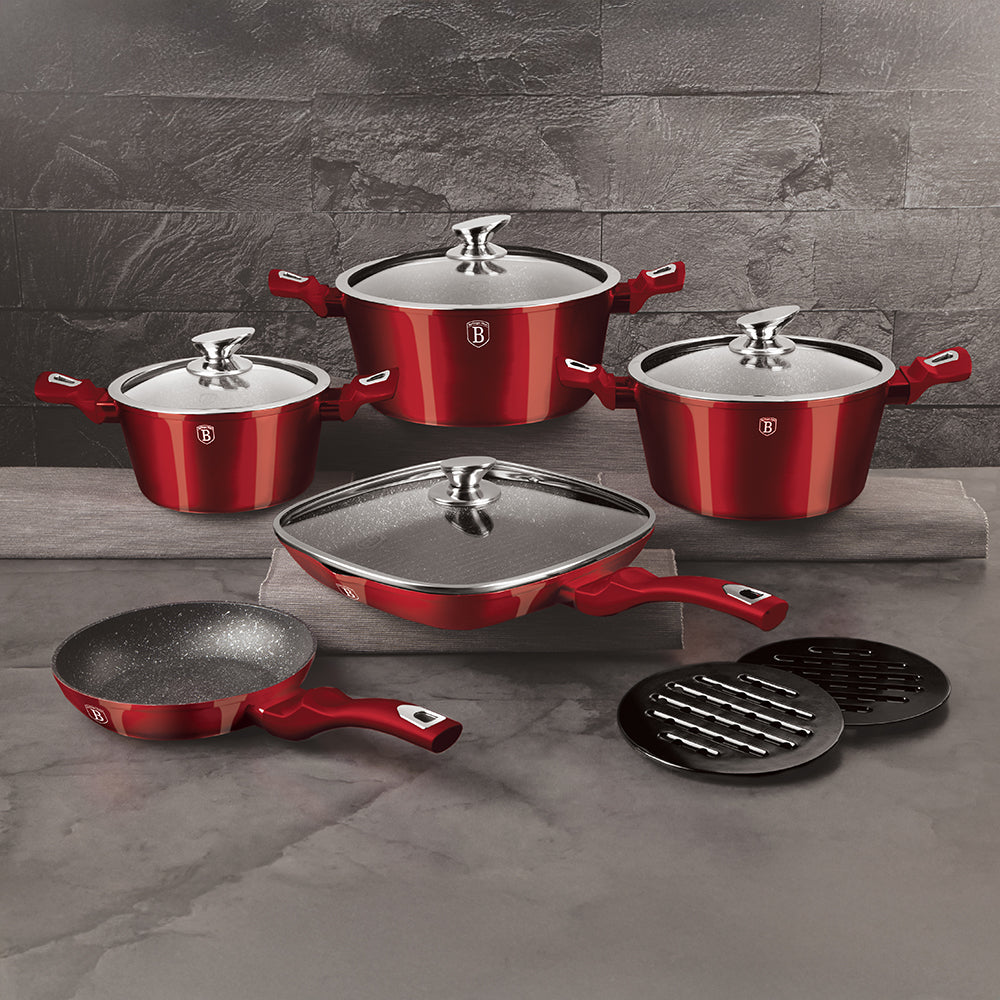 Berlinger Haus 11-piece cookware set, Metallic Line Burgundy Edition 11 