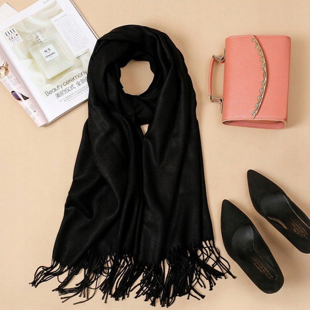 Elegantti "cashmere" tunne huivi Musta