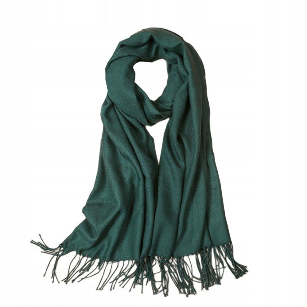 Elegantti "cashmere" tunne huivi metsänvihreä 1 