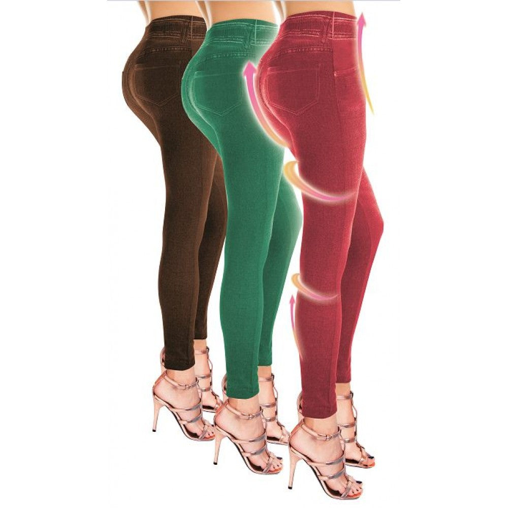 Summer Shaper Jeggings, set of 3 different colors: red, green, brown