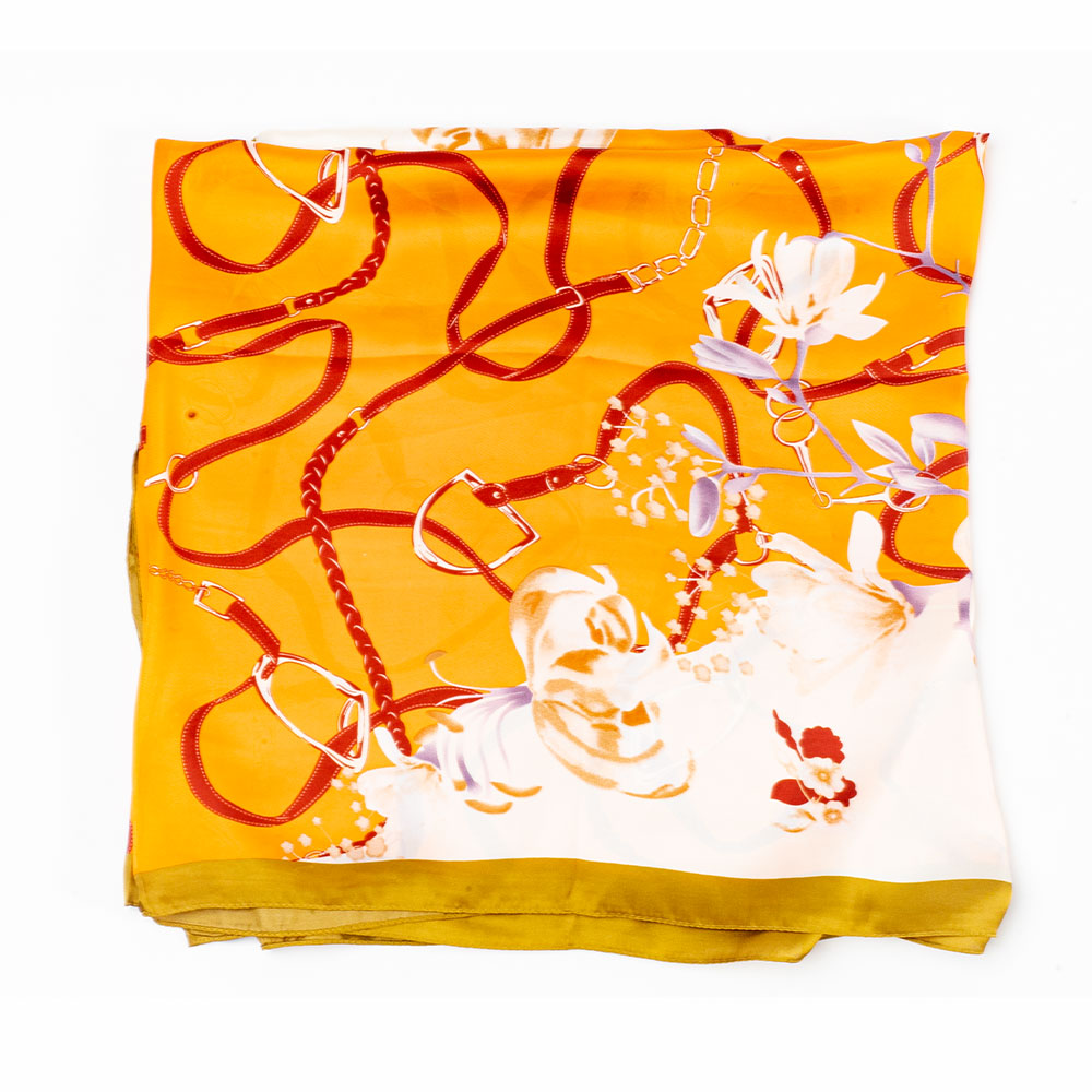 Floral Embrace -huivi, 85 x 180 cm, oranssi, 100% vegaaninen silkki