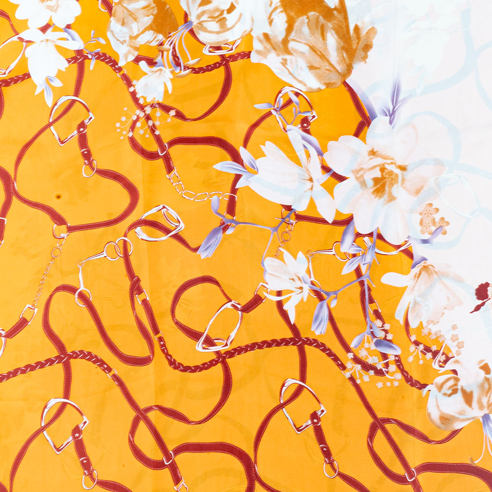 Floral Embrace -huivi, 85 x 180 cm, oranssi, 100% vegaaninen silkki 3 