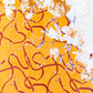 Floral Embrace -huivi, 85 x 180 cm, oranssi, 100% vegaaninen silkki
