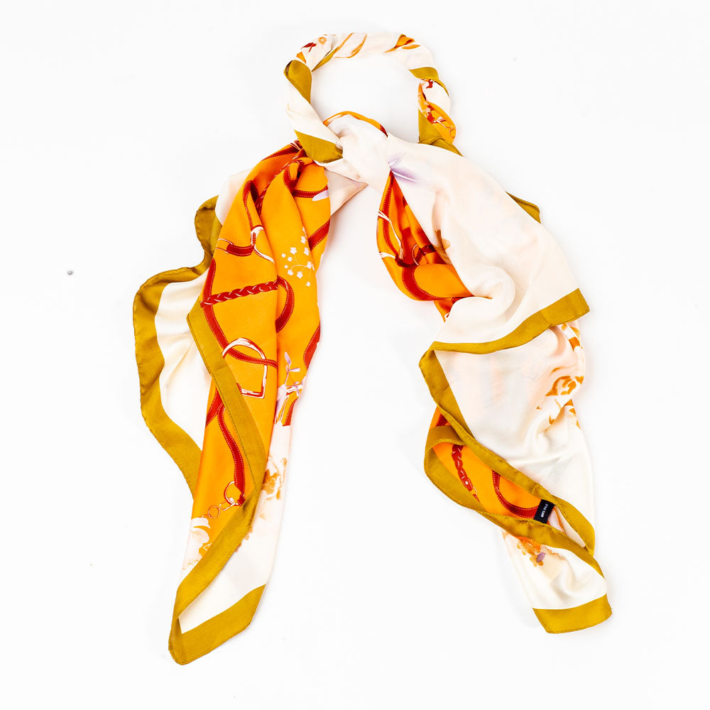 Floral Embrace -huivi, 85 x 180 cm, oranssi, 100% vegaaninen silkki 4 