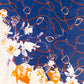 Floral Embrace -huivi, 85 x 180 cm, sininen, 100% vegaaninen silkki