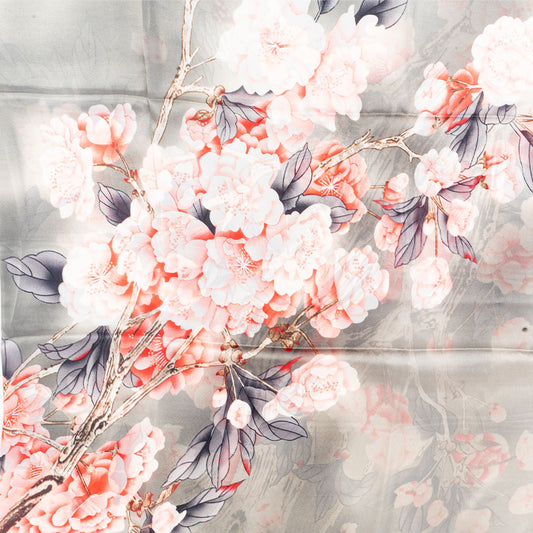Blossom Veil -huivi, 85 x 180 cm, harmaa, korkealaatuista taidesilkkiä