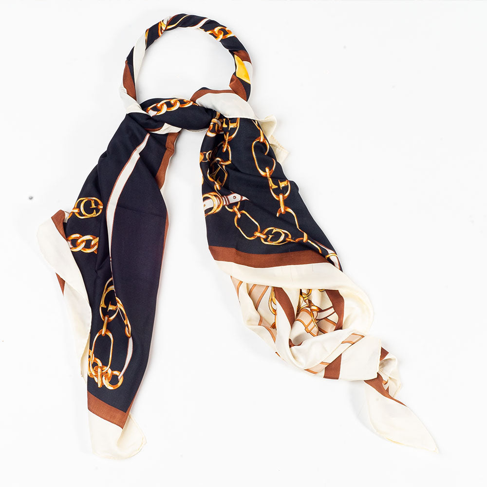 Regal Chains -huivi, 85 x 180 cm, sininen, 100% vegaaninen silkki 4 