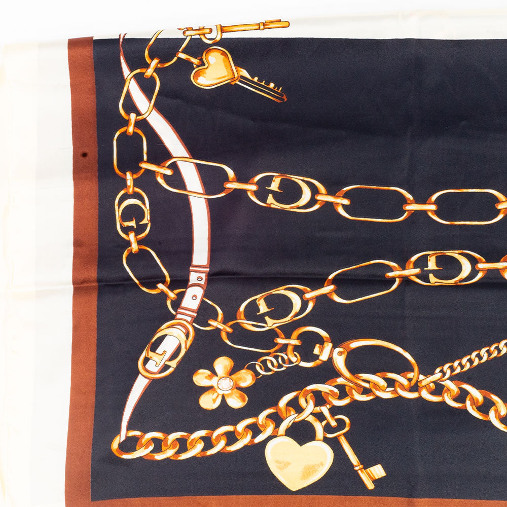 Regal Chains -huivi, 85 x 180 cm, sininen, 100% vegaaninen silkki