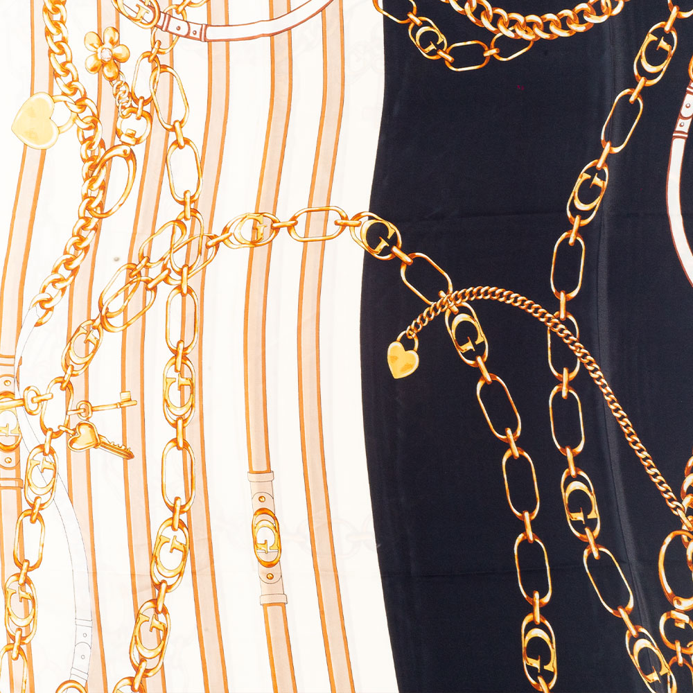 Regal Chains -huivi, 85 x 180 cm, sininen, 100% vegaaninen silkki