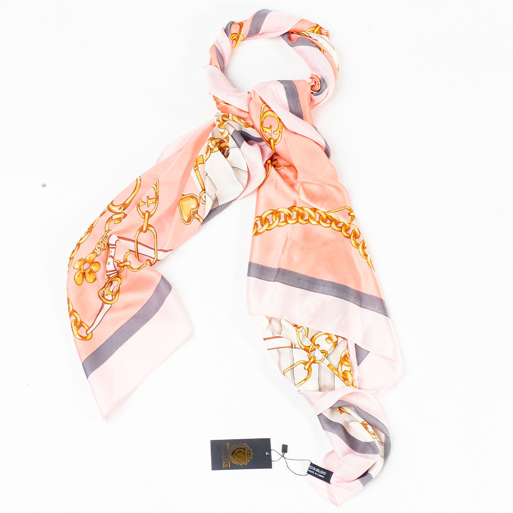 Regal Chains -huivi, 85 x 180 cm, vaaleanpunainen, 100% vegaaninen silkki