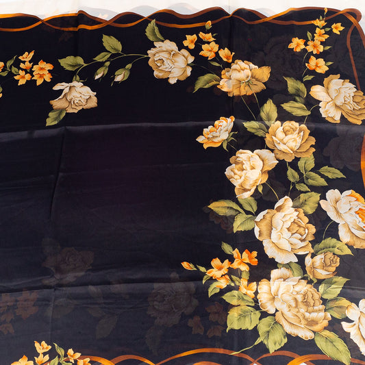 Canvas & Bloom -huivi, 85 x 180 cm, musta, 100% vegaaninen silkki
