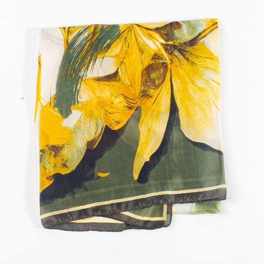 Liljojen vaikutelma Huivi, 85 x 180 cm, vihreä, 100% vegaaninen silkki