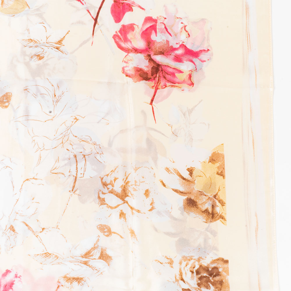 Blooms & Letters -huivi, 85 x 180 cm, valkoinen, 100% vegaaninen silkki 3 