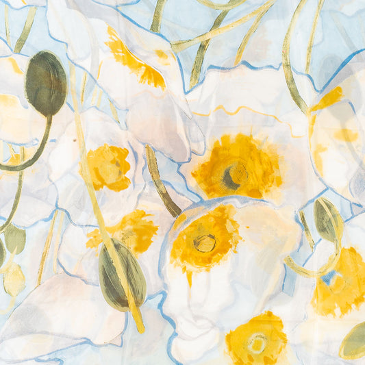 Lucid Garden -huivi, 85 x 180 cm, vaaleansininen, 100% vegaaninen silkki
