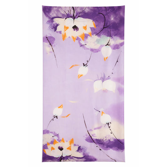 Lotus Nocturne -huivi, violetti, 85 cm x 180 cm, 100 % vegaanista silkkiä