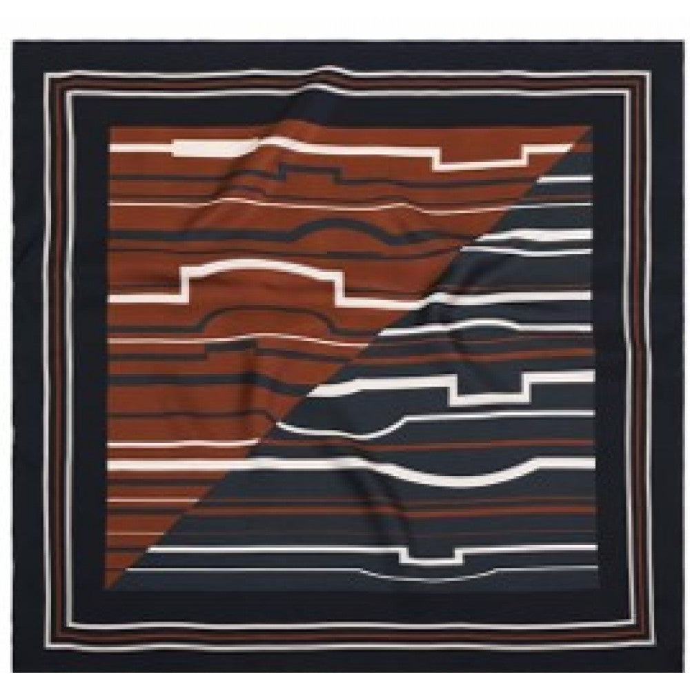 Desert Mirage Scarf, Rust Brown, 90 cm x 90 cm, 100% Silk 1 
