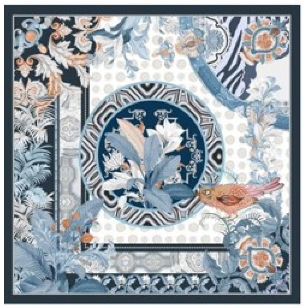 Azure Paradise Scarf, Blue, 90 cm x 90 cm, 100% Silk 1 