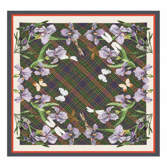 Iris Meadow -silkkihuivi, metsänvihreä, 90 x 90 cm