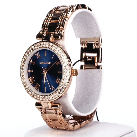 Excellanc rosegold värillinen naisten kello metalli rannekoru, ja musta kellotaulu