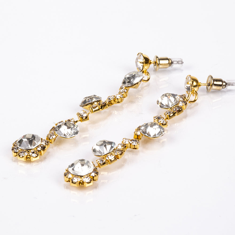 Kullattu TeräsLaukku Valkoisella Emporia® Kristallilla ( Kaulakoru+Korvakorut+Rannekoru+Sormus ) 2 