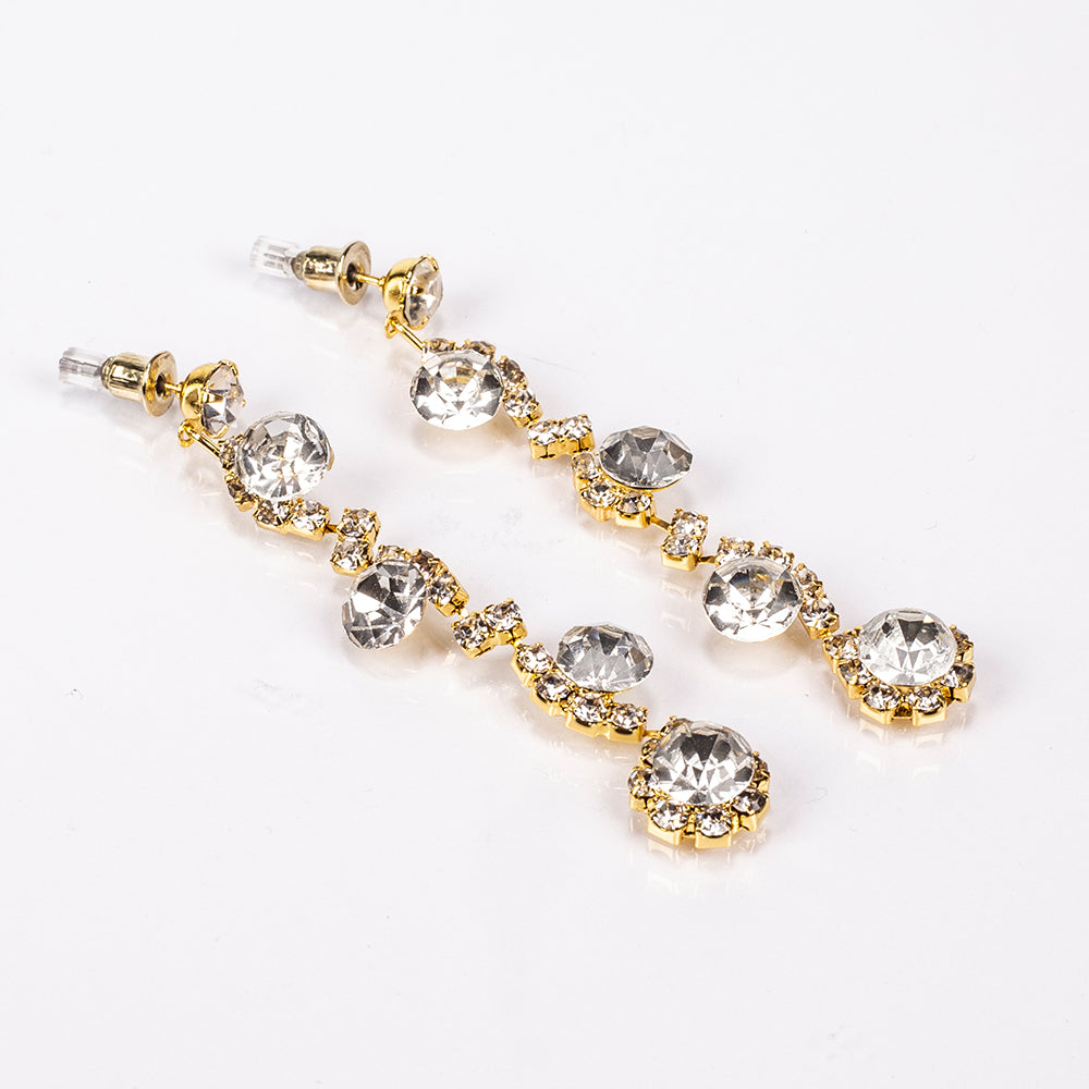 Kullattu TeräsLaukku Valkoisella Emporia® Kristallilla ( Kaulakoru+Korvakorut+Rannekoru+Sormus ) 4 