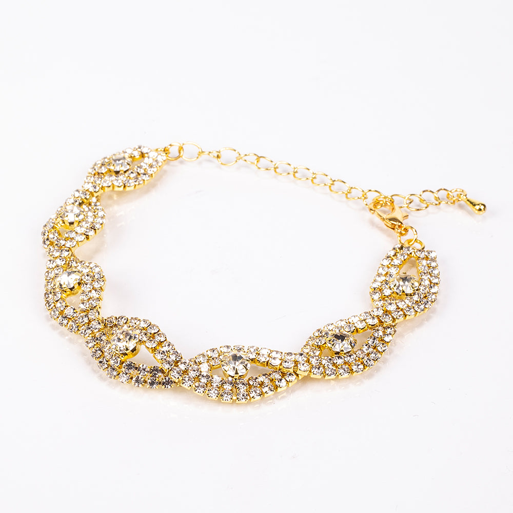 Kullattu TeräsLaukku Valkoisella Emporia® Kristallilla ( Kaulakoru+Korvakorut+Rannekoru+Sormus ) 5 