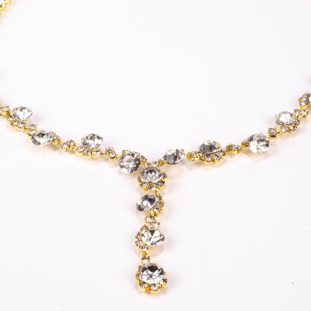 Kullattu TeräsLaukku Valkoisella Emporia® Kristallilla ( Kaulakoru+Korvakorut+Rannekoru+Sormus ) 6 