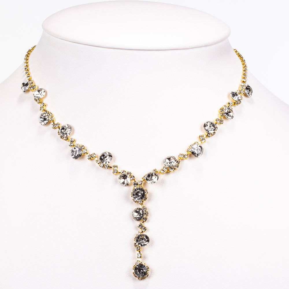 Kullattu TeräsLaukku Valkoisella Emporia® Kristallilla ( Kaulakoru+Korvakorut+Rannekoru+Sormus )