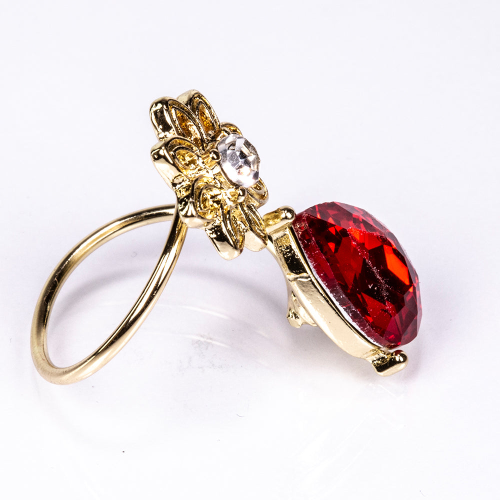 Kullattu TeräsSetti Punaisella Emporia® Kristallilla ja Valkoisella Emporia® Kristallilla ( Kaulakoru+Korvakorut ) 3 