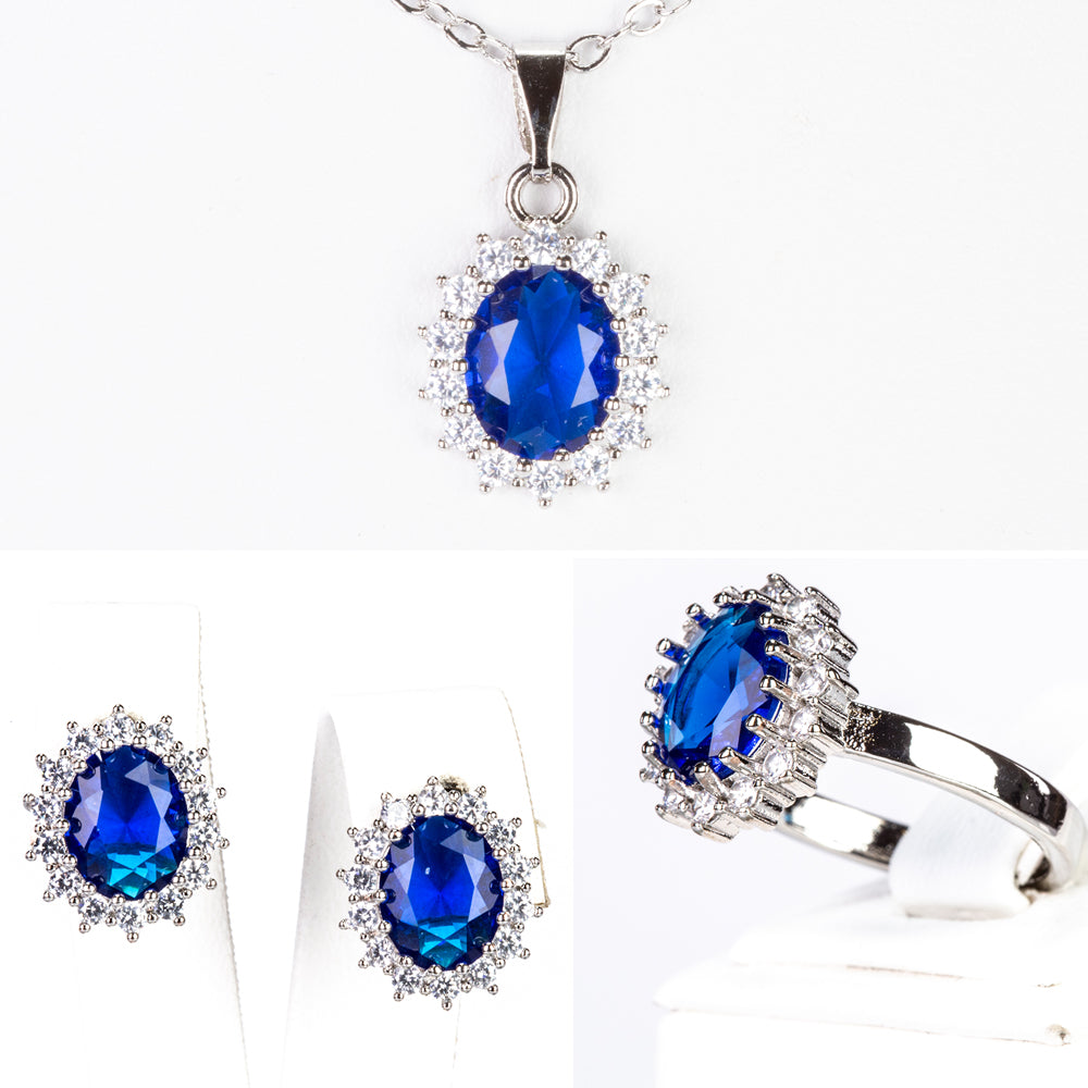 Kullattu TeräsSetti ( Kaulakoru+Korvakorut+Sormus+Riipus ) 1 