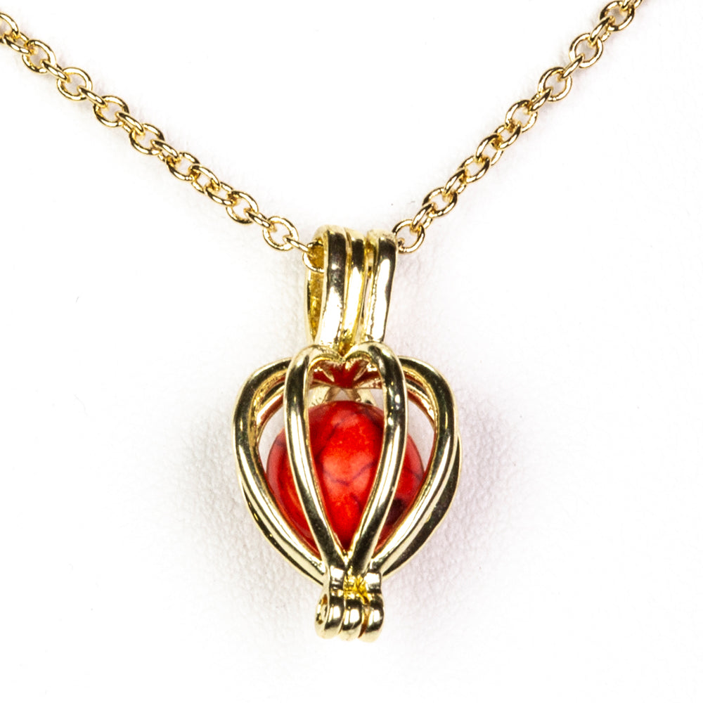 Kullattu TeräsSetti Punaisella Akaatilla ja Turkoosilla ( Kaulakoru+Riipus )