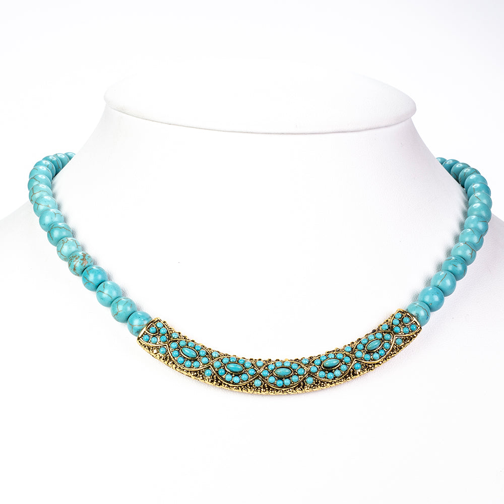 Kullattu TeräsKaulakoru Turkoosilla