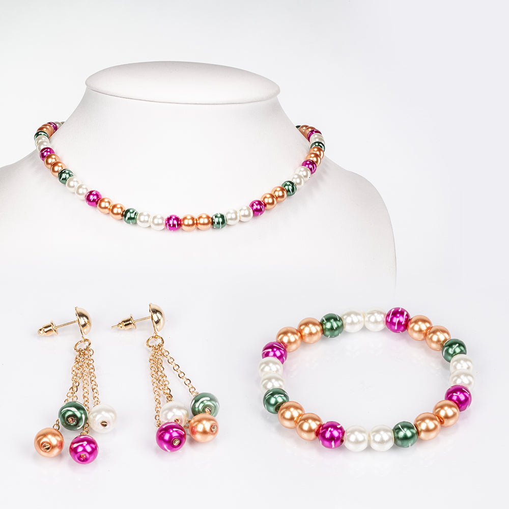 Kullattu TeräsSetti ( Kaulakoru+Korvakorut+Rannekoru ) 1 