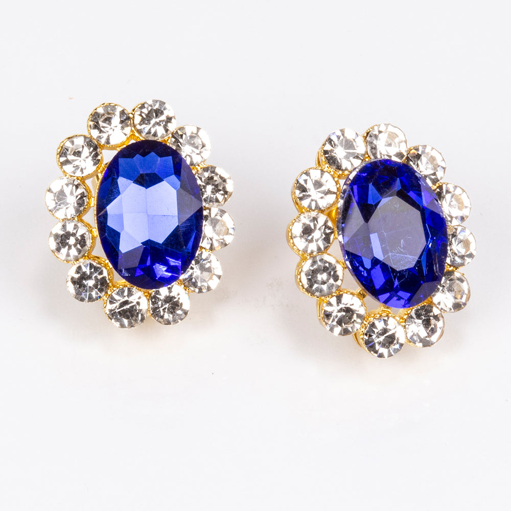 Kullattu TeräsSetti Sinisellä Emporia® Kristallilla ja Valkoisella Emporia® Kristallilla ( Kaulakoru+Korvakorut ) 3 