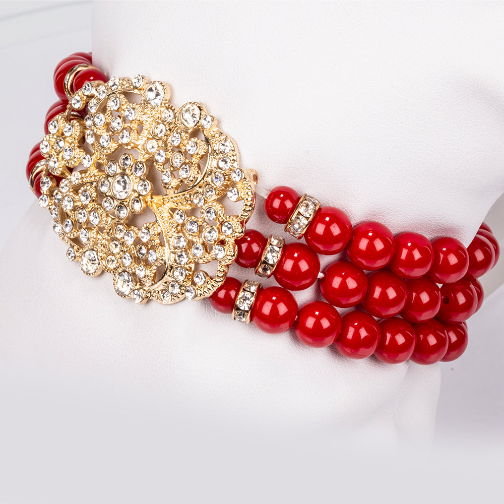 Kullattu TeräsSetti Valkoisella Emporia® Kristallilla ( Kaulakoru+Rannekoru ) 4 