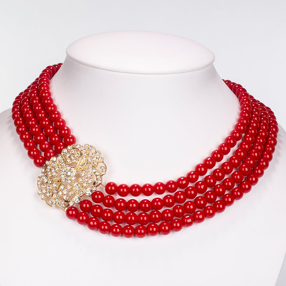 Kullattu TeräsSetti Valkoisella Emporia® Kristallilla ( Kaulakoru+Rannekoru ) 5 